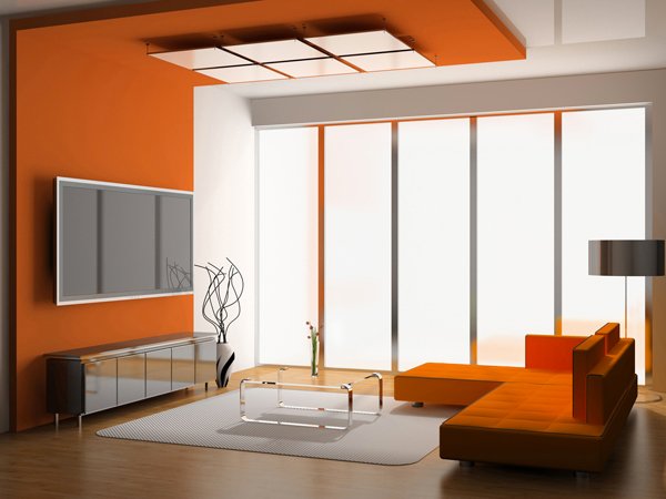 off white and orange room