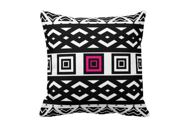 Abstract Geometric Pattern Pink Throw Pillow