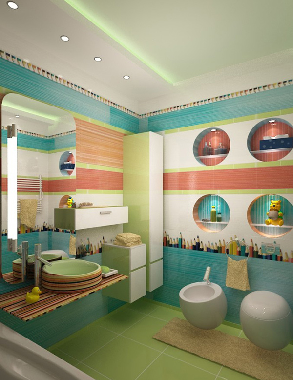 bathroom kids bathrooms children stylish colorful whimsical designs funny kid tiles green inspiration