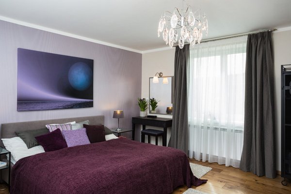 black gray purple bedroom