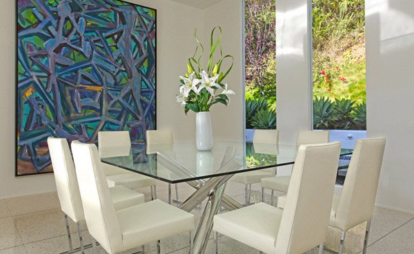 glass dining set for 8