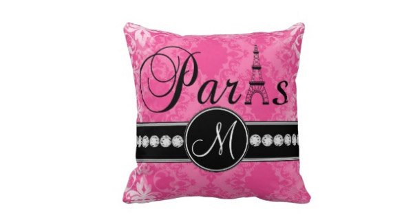 Black Parisian Monogram Pillow