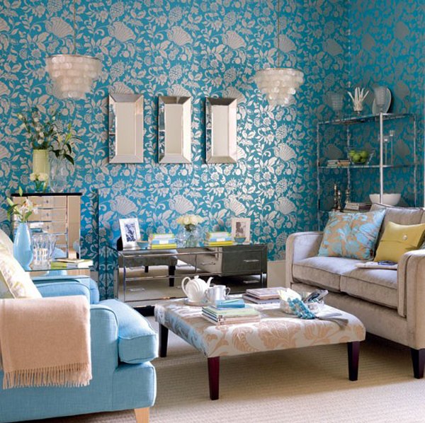 15 Interesting Combination of Brown and Blue Living Rooms  