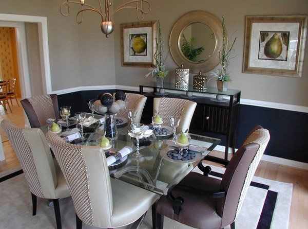 dining room set with glass table