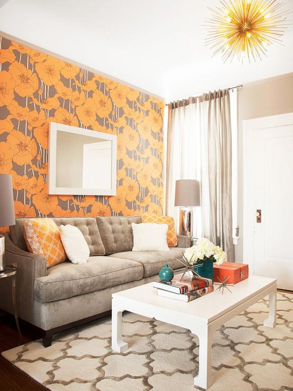 Orange Wall Living Room Ideas seattle 2022