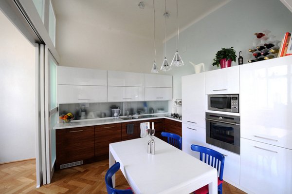 Dark brown cabinets