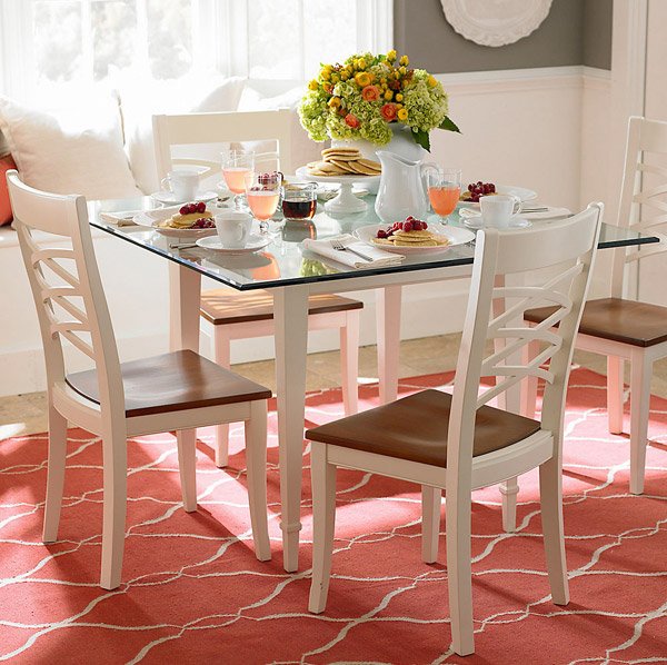 small square glass top dining table