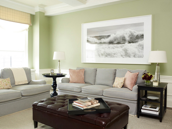 green and gray living room walls