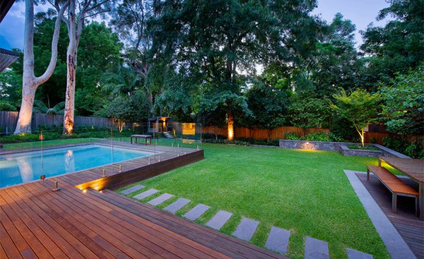 wooden pool deck