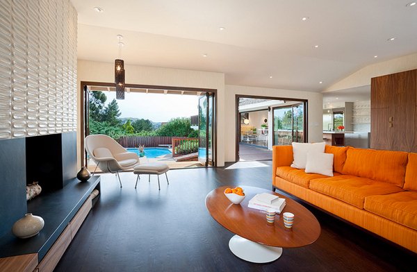 orange white living rooms