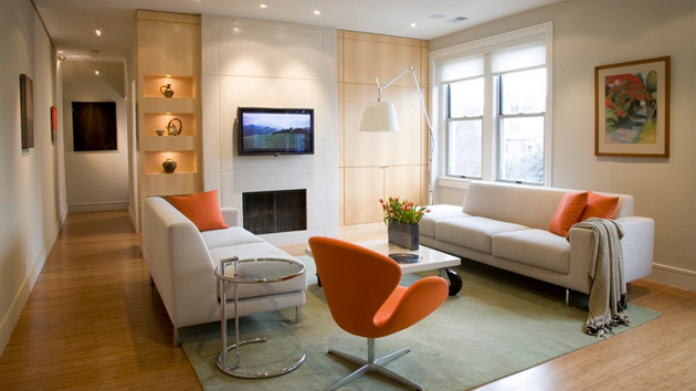 15 Luscious Orange and White Living Rooms