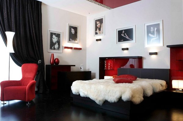 15 Pleasant Black, White and Red Bedroom Ideas | Home Design Lover