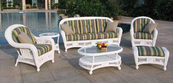 white cane lounge chairs