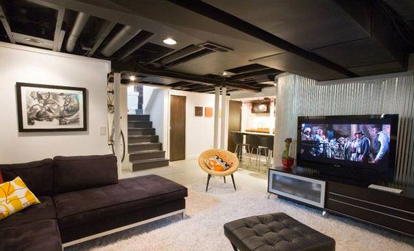 living room basement designs