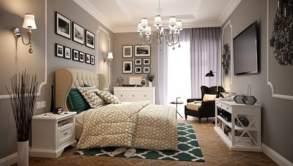 antique and modern bedroom