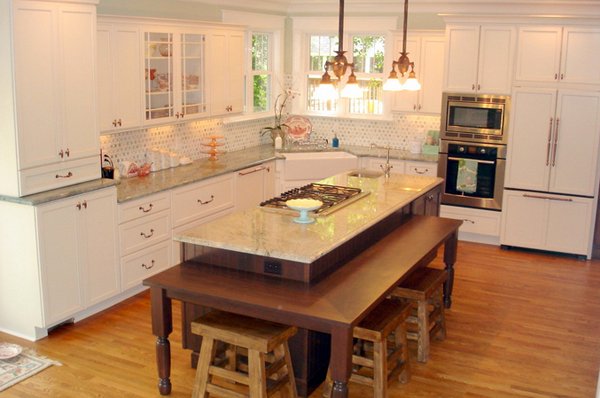 small kitchen island with table