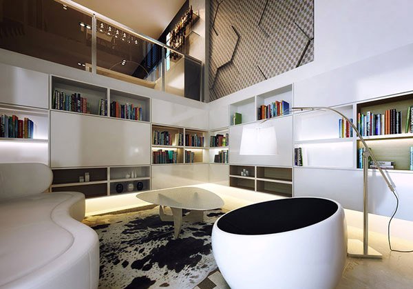 black and white modern space