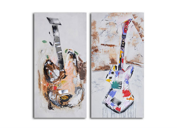 Papier-Mâché Guitar Couplet Hand-Painted