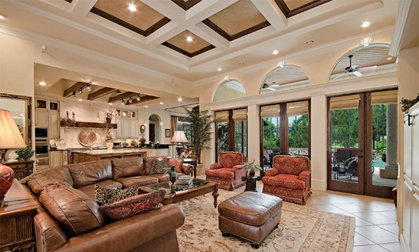 15 Beautiful Traditional Coffered Ceiling Living Rooms | Home Design Lover