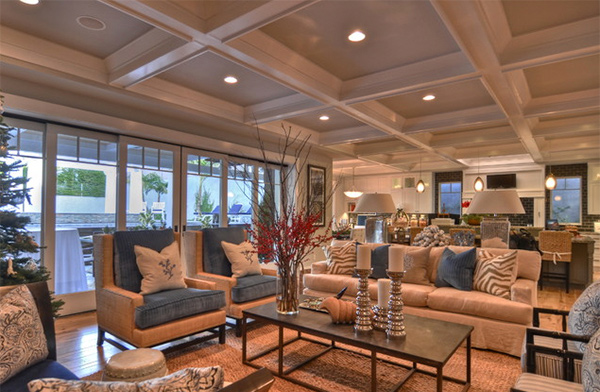 coffered ceiling living rooms