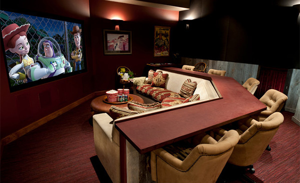 15 Interesting Media Rooms and Theaters With Bars | Home Design Lover