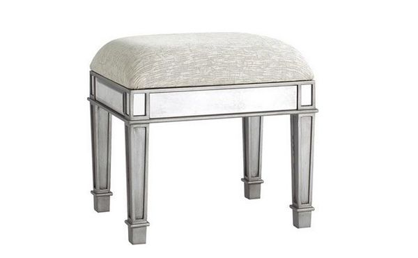 Hayworth Vanity Bench, Silver