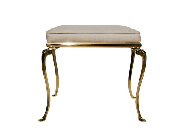 Italian Brass Vanity Bench with Silk Top