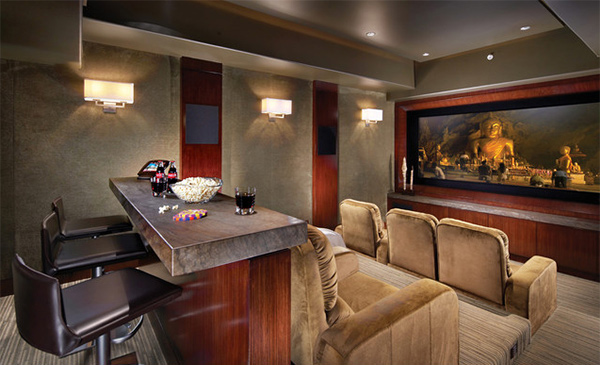 Small Home Theater Room With Bar