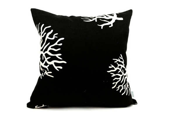 Outdoor Black Coral Large Pillow