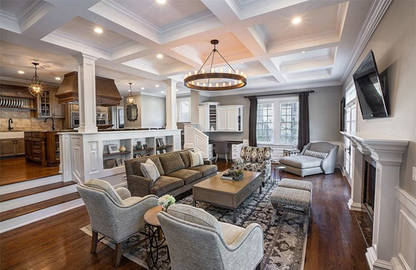 coffered ceiling living rooms