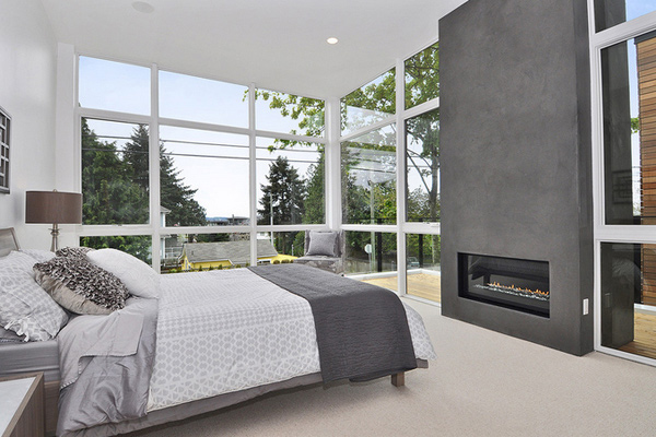 Contemporary Bedrooms with Fireplace