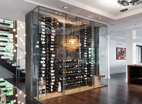 A wine room can also be a design feature in your home. Photo from Home Design Lover.