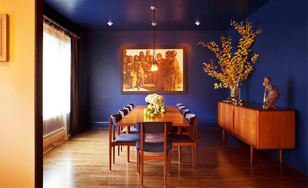 Royal Blue And Orange Dining Room