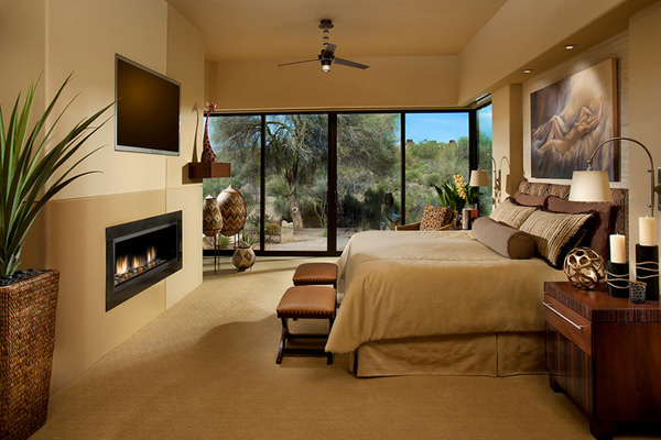 Contemporary Bedrooms with Fireplace
