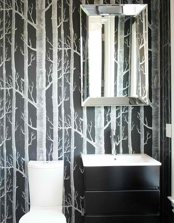 Black And White Wallpaper In 15 Bathrooms And Powder Rooms | Home