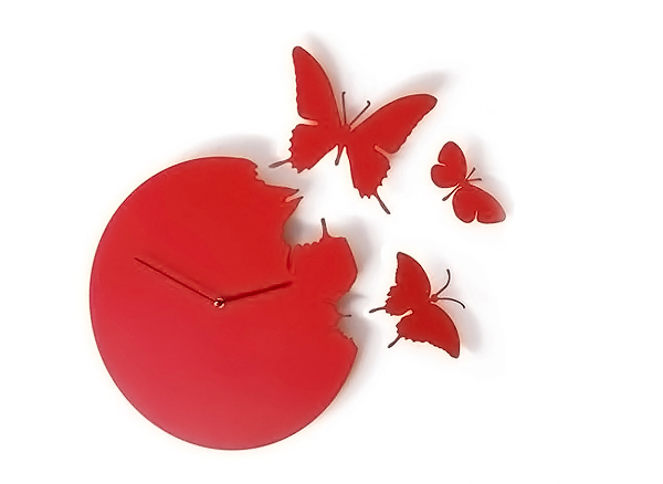 Butterfly Clock Red