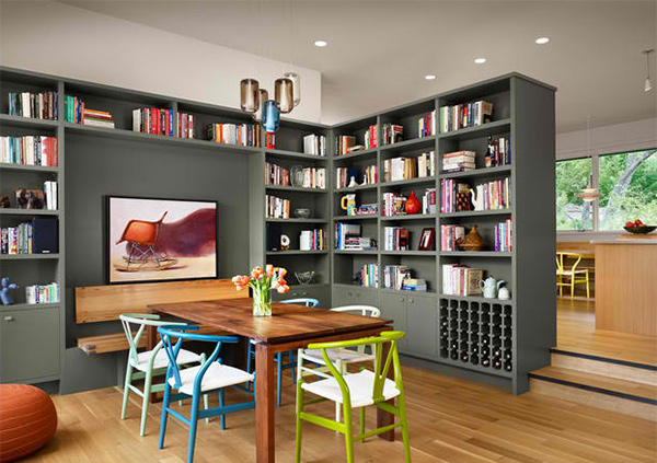 15 Ideas for Adding Bookshelves in the Dining Room | Home ...