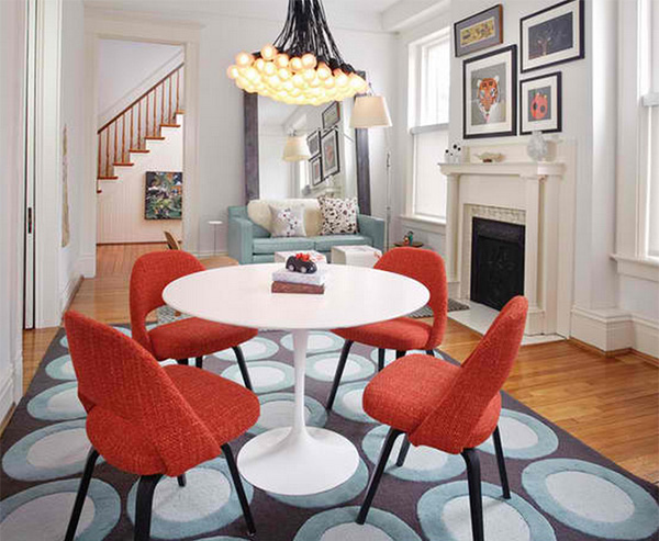 blue orange dining room