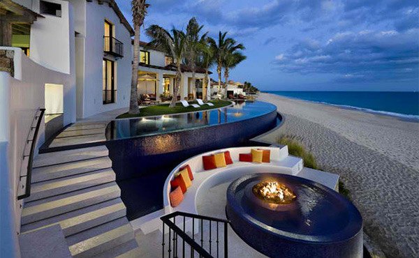 modern pool fire pits