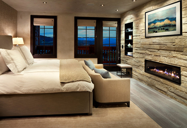 Contemporary Bedrooms with Fireplace