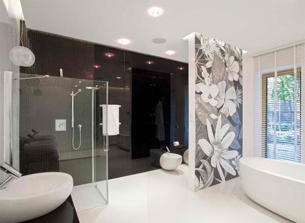 Featured image of post Modern Black And White Wallpaper Bathroom