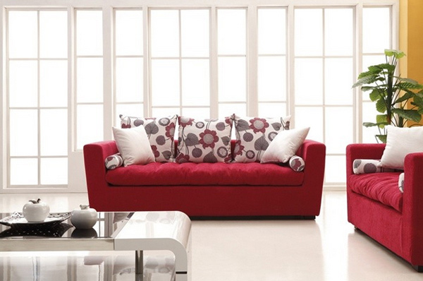 bright red sofas