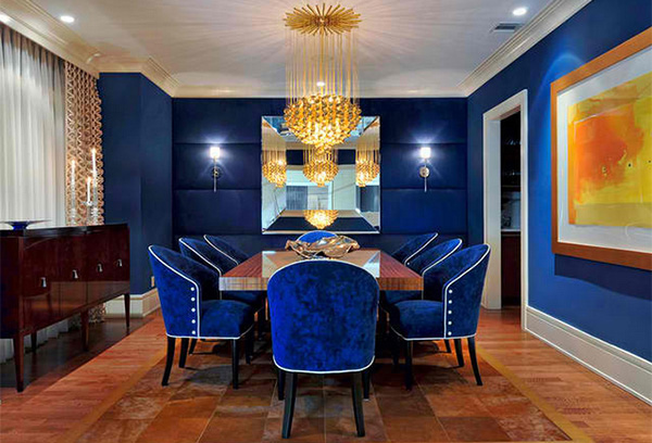 Royal Blue And Orange Dining Room