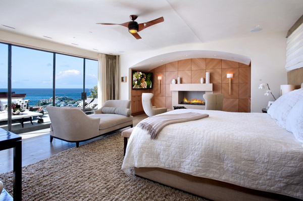 Contemporary Bedrooms with Fireplace