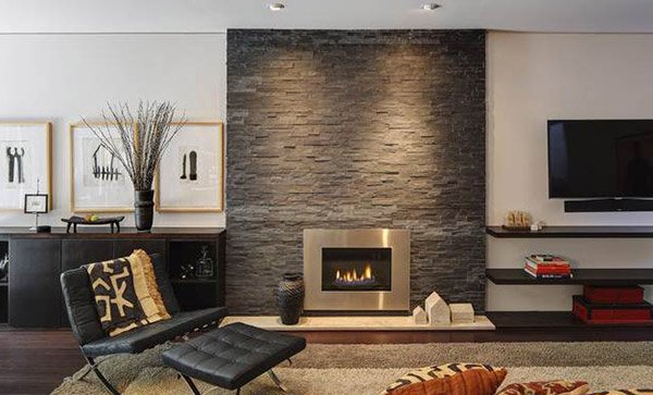 So if you think only old homes have brick wall fireplaces
