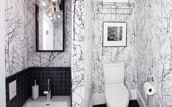 Black And White Wallpaper In 15 Bathrooms And Powder Rooms