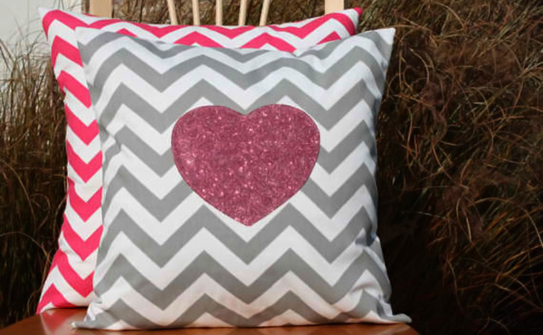 Modern Sparkle Heart Pillows Cover