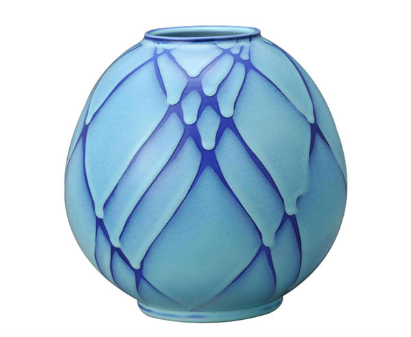 Round Flower Vessel with Blue Tint