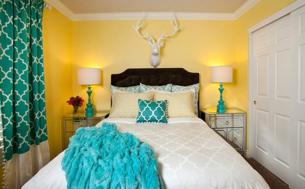 15 Gorgeous Grey, Turquoise and Yellow Bedroom Designs | Home Design Lover