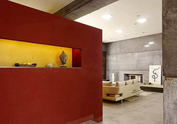 red partition wall